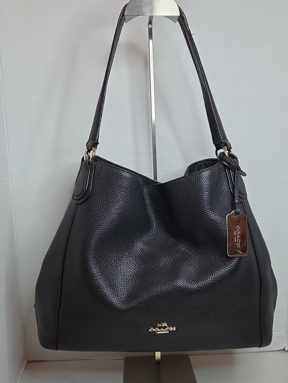 Coach Black Pebbled Leather Shoulder Hobo Bag